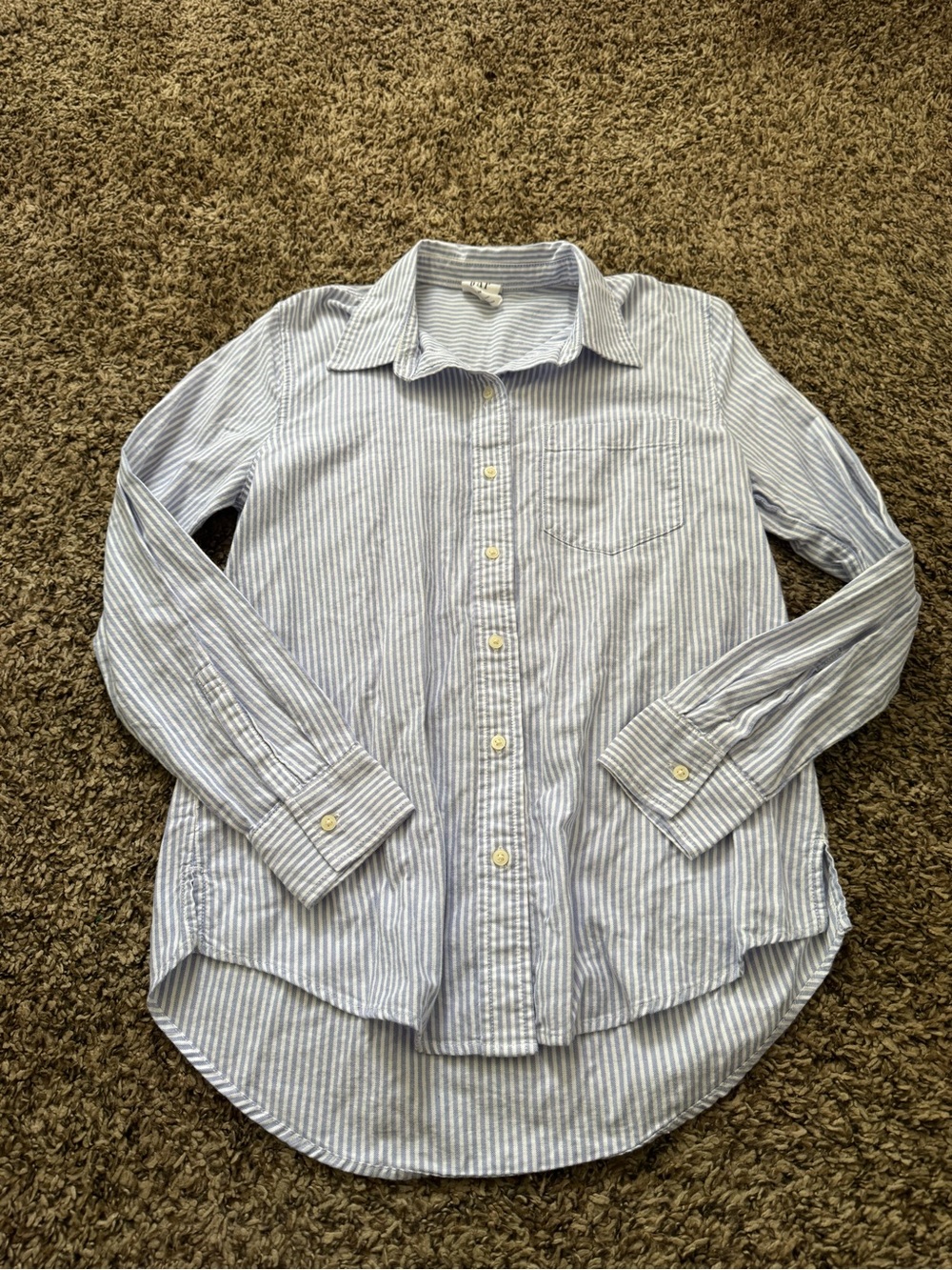 GAP Light Blue & White Striped Button-Down Shirt